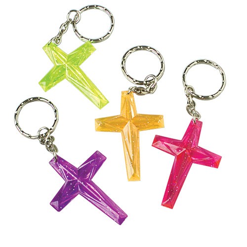 Plastic Cross Key Chains<br>2"-1 dozen